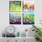 Flowers Bathroom Decor Canvas Wall Art, Colorful Floral Artwork Painting Prints Modern Pictures Framed for Bedroom Office Living Room Decorations - 12"x12"x4 panel